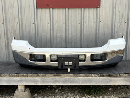 05-07 Ford F250 F350 Front Bumper Chrome W/ White Cap W/ Fog Lights