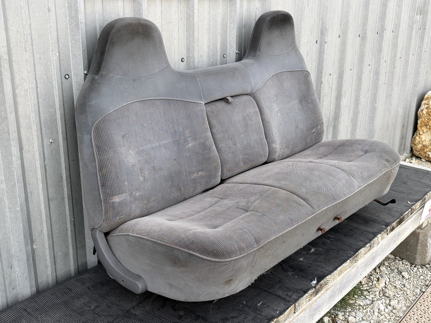 92-96 Ford F150 F250 97 F350 Manual Bench Seat W/ Armrest Opal Gray Cloth