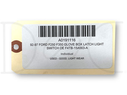 92-97 Ford F250 F350 Glove Box Latch Light Switch OE F4Tb-15A563-A