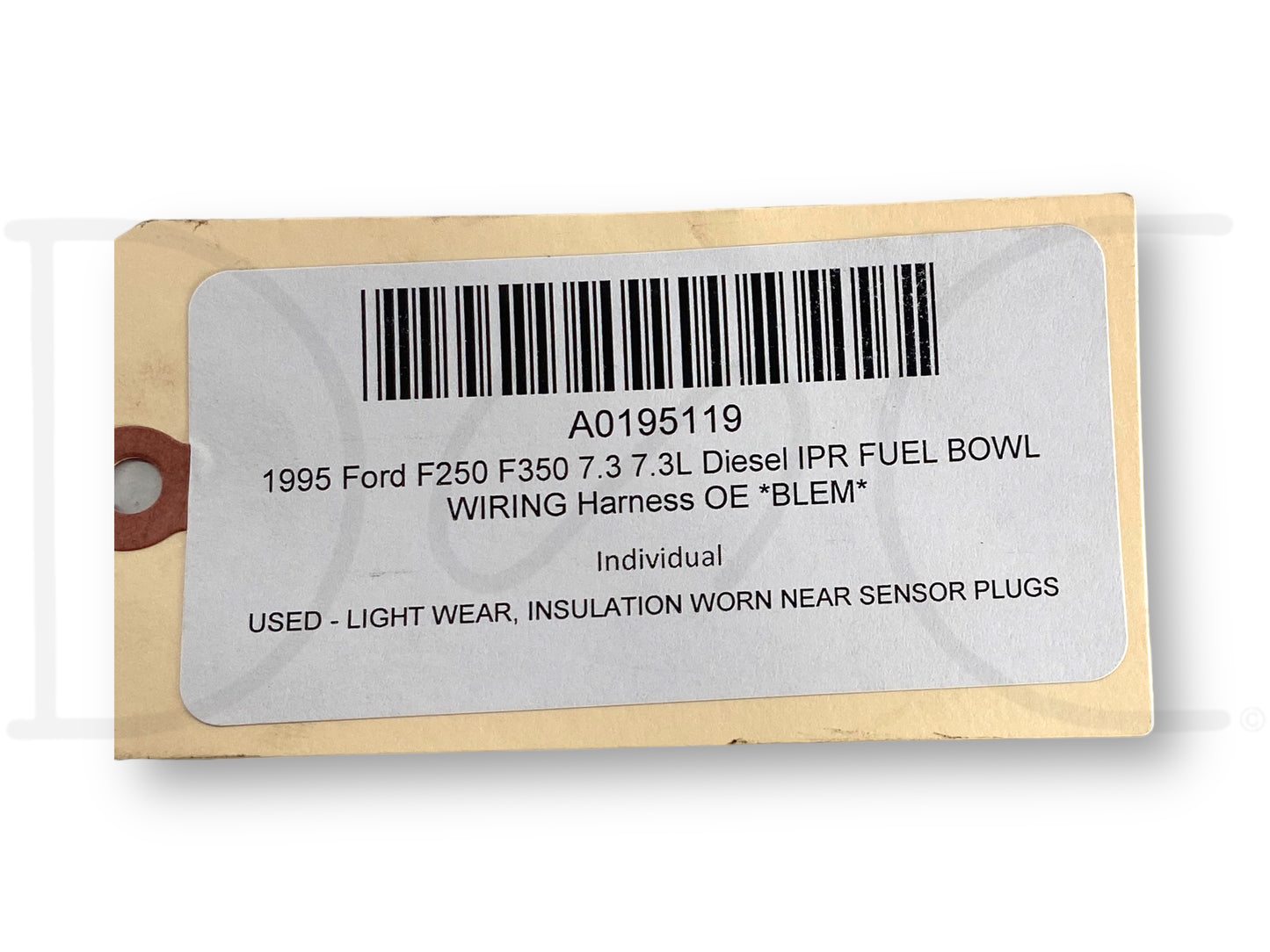 1995 Ford F250 F350 7.3 7.3L Diesel IPR Fuel Bowl Wiring Harness OE *Blem*