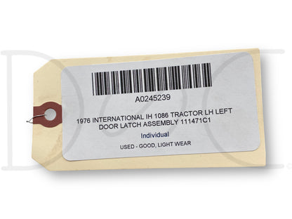 1976 International IH 1086 Tractor LH Left Door Latch Assembly 111471C1