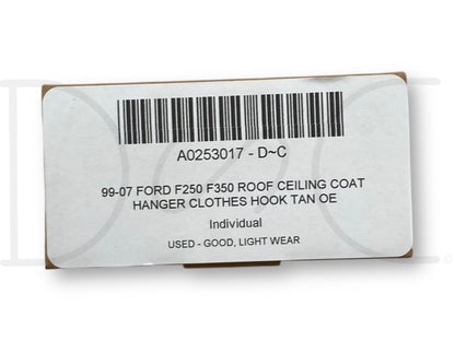 99-07 Ford F250 F350 Roof Ceiling Coat Hanger Clothes Hook Tan OE