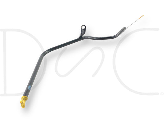 99-02 Ford F250 F350 7.3 4R100 Auto Trans Transmission Dipstick & Tube OEM, used with light wear, designed to fit 1999-2002 F-250, F-350, F-450, F-550 trucks, compatible with 7.3L diesel 4R100 automatic transmissions, made of durable metal with gold-toned end and mounting bracket.