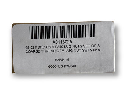 99-02 Ford F250 F350 Lug Nuts Set Of 8 Coarse Thread OEM Lug Nut Set 21mm
