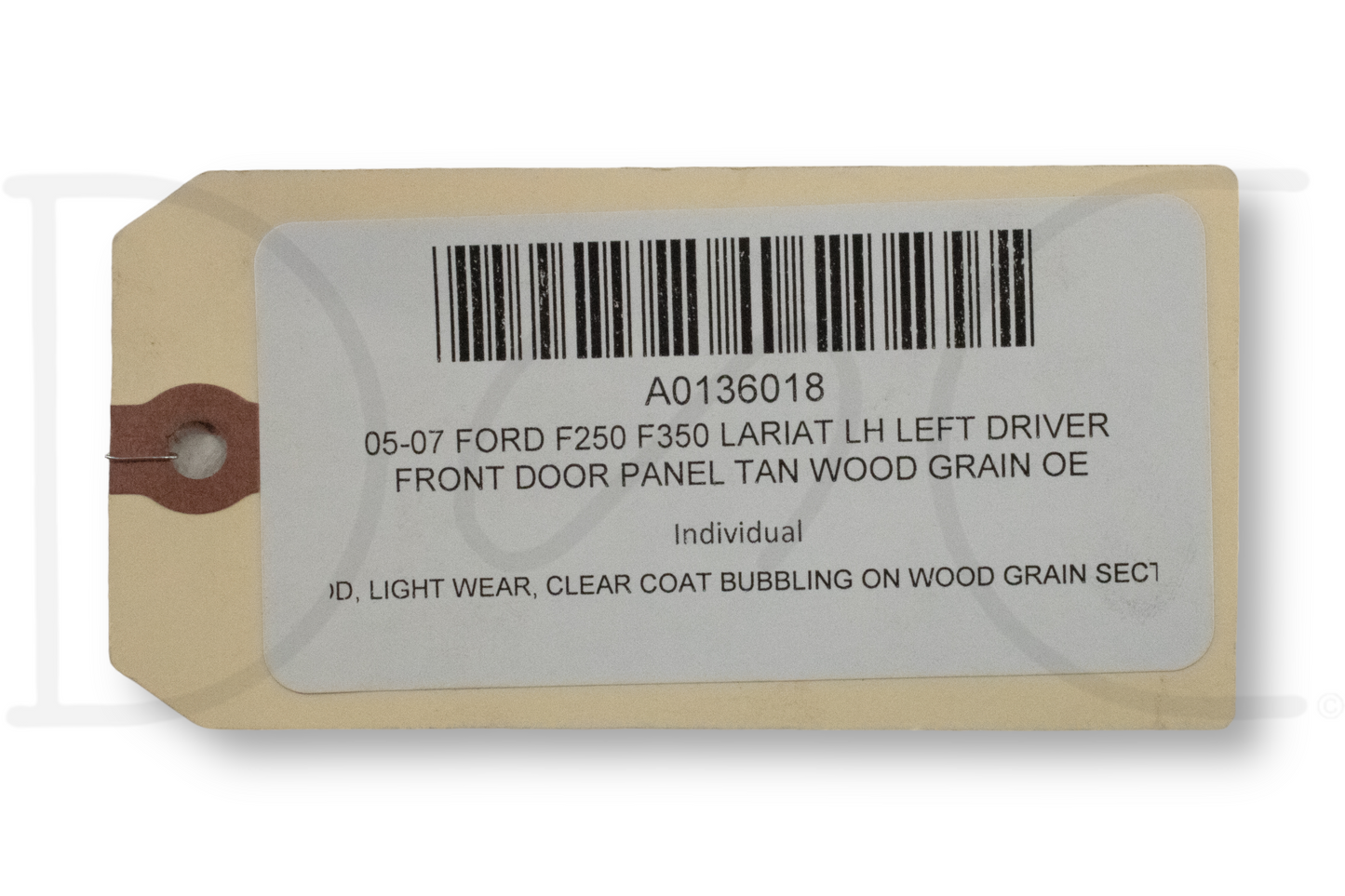 05-07 Ford F250 F350 Lariat LH Left Driver Front Door Panel Tan Wood Grain OE