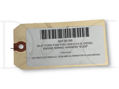 05-07 Ford F250 F350 OEM 6.0 6.0L Diesel Engine Wiring Harness *Blem*