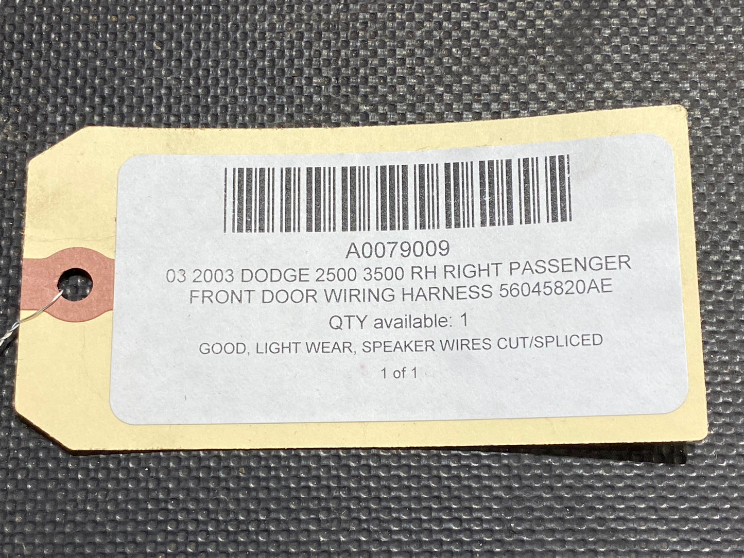 03 2003 Dodge 2500 3500 RH Right Passenger Front Door Wiring Harness 56045820AE