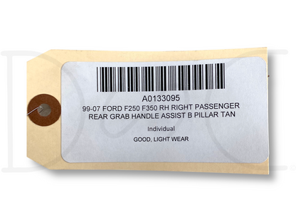 99-07 Ford F250 F350 RH Right Passenger Rear Grab Handle Assist B Pillar Tan