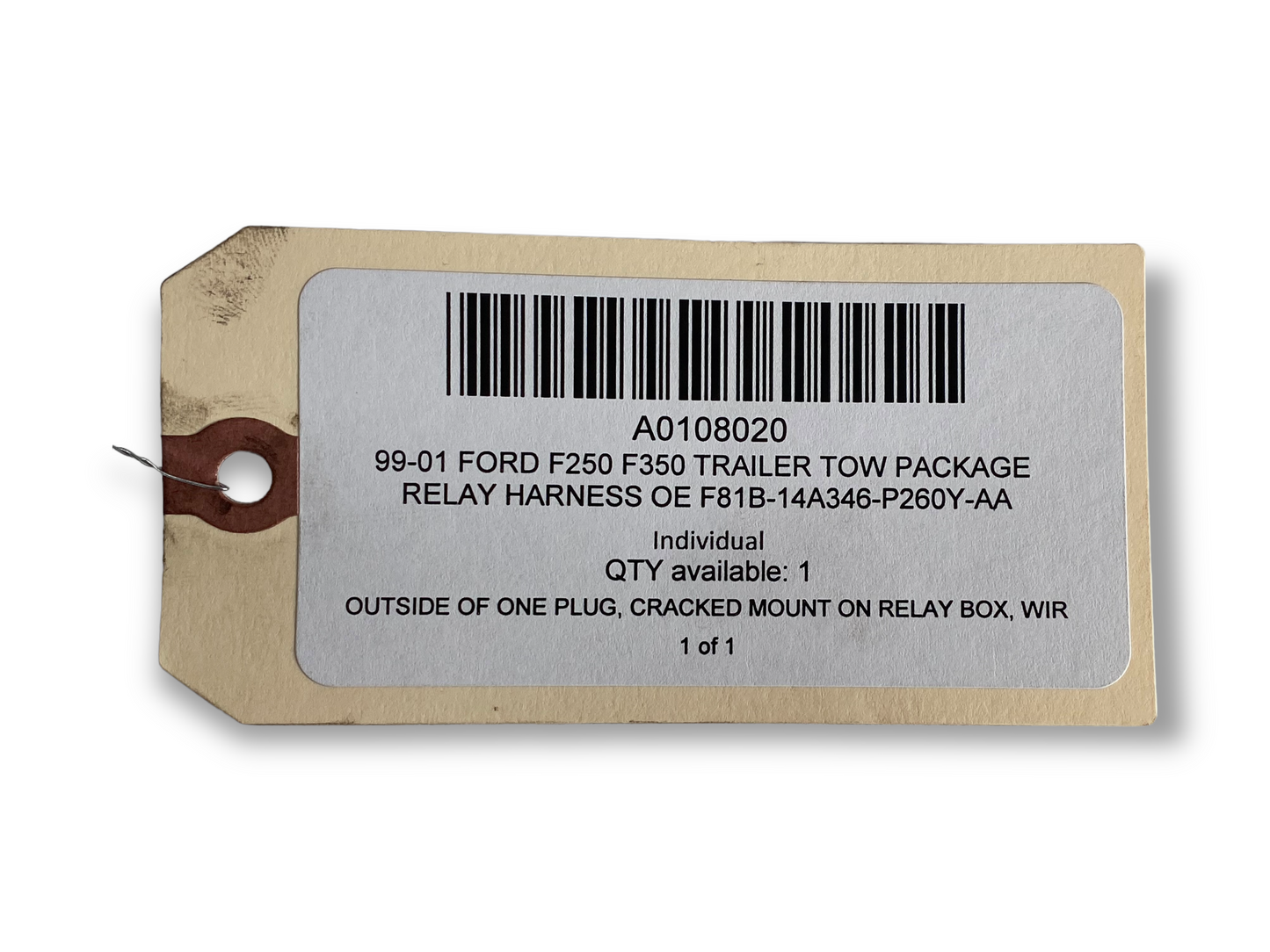 99-01 Ford F250 F350 Trailer Tow Package Relay Harness OE F81B-14A346-P260Y-AA