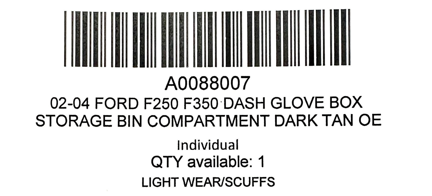 02-04 Ford F250 F350 Dash Glove Box Storage Bin Compartment Dark Tan OE