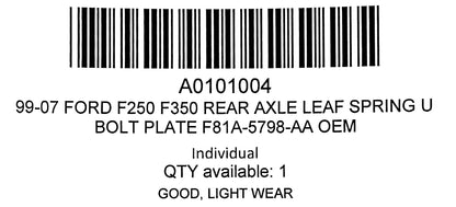 99-07 Ford F250 F350 Rear Axle Leaf Spring U Bolt Plate F81A-5798-AA OEM