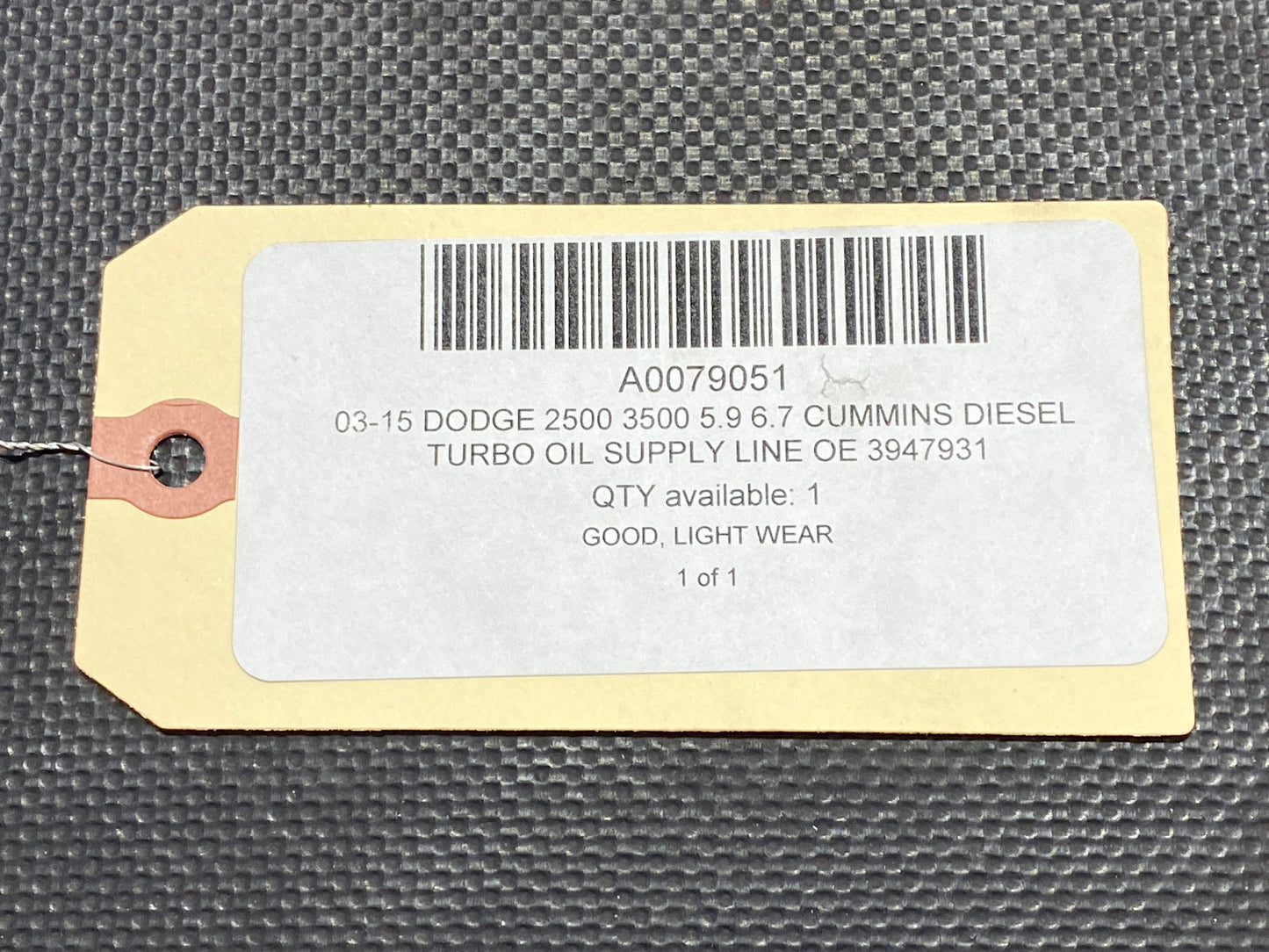 03-15 Dodge 2500 3500 5.9 6.7 Cummins Diesel Turbo Oil Supply Line OE 3947931