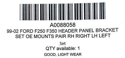 99-02 Ford F250 F350 Header Panel Bracket Set OE Mounts Pair RH Right LH Left