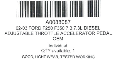 02-03 Ford F250 F350 7.3 7.3L Diesel Adjustable Throttle Accelerator Pedal OEM