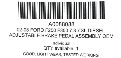 02-03 Ford F250 F350 7.3 7.3L Diesel Adjustable Brake Pedal Assembly OEM