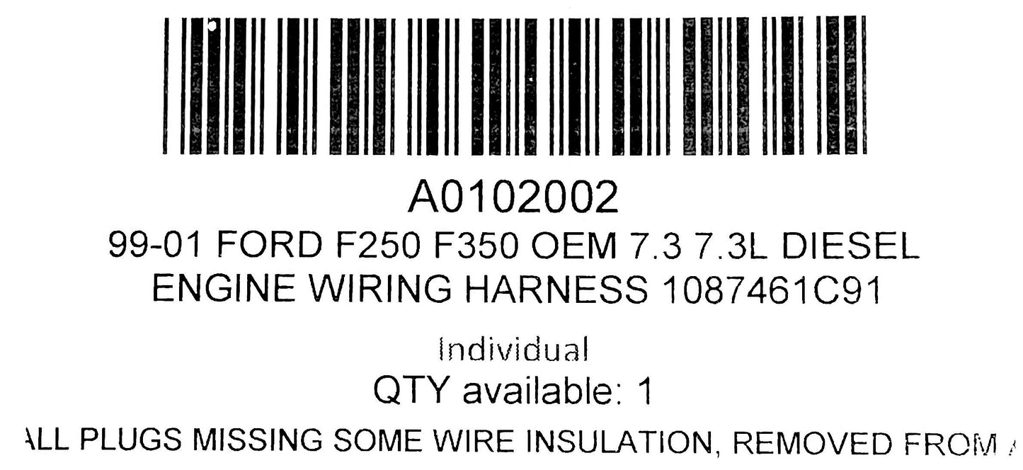 99-01 Ford F250 F350 OEM 7.3 7.3L Diesel Engine Wiring Harness 1087461C91