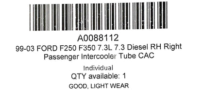 99-03 Ford F250 F350 7.3L 7.3 Diesel RH Right Passenger Intercooler Tube CAC