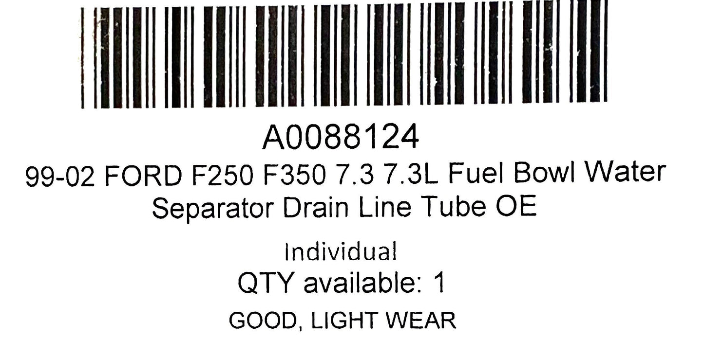 99-02 Ford F250 F350 7.3 7.3L Fuel Bowl Water Separator Drain Line Tube OE