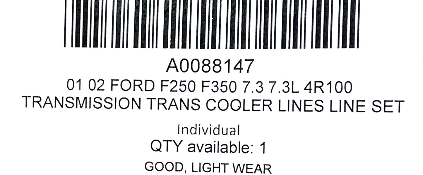 01 02 Ford F250 F350 7.3 7.3L 4R100 Transmission Trans Cooler Lines Line Set