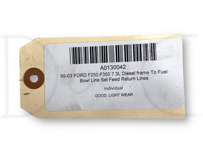 99-03 Ford F250 F350 7.3L Diesel Frame To Fuel Bowl Line Set Feed Return Lines