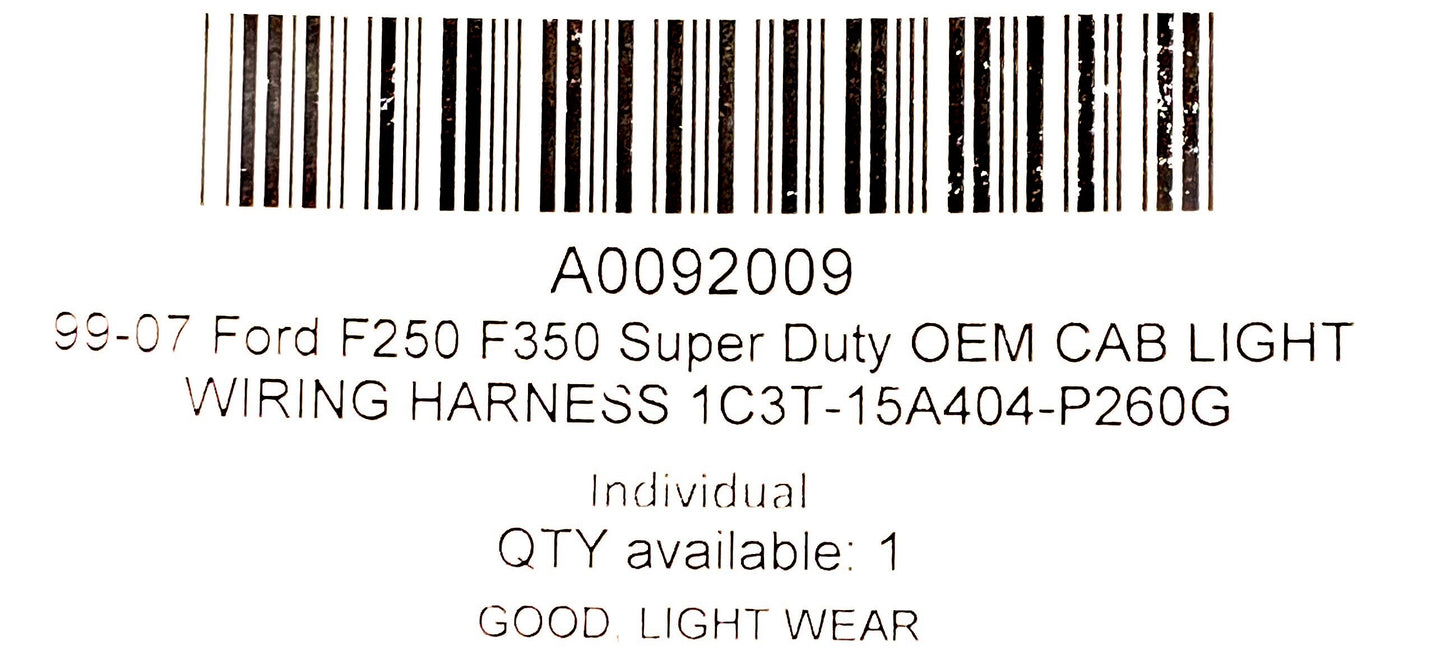 01-07 Ford F250 F350 Super Duty OEM Cab Light Wiring Harness 1C3T-15A404-P260G