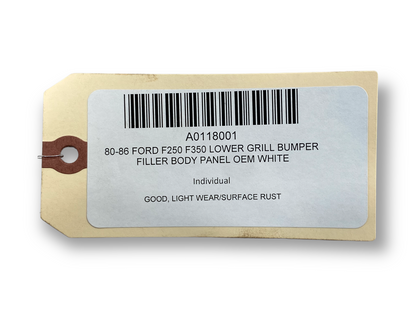 80-86 Ford F250 F350 Lower Grill Bumper Filler Body Panel OEM White