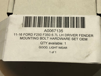 11-16 Ford F250 F350 6.7L LH Driver Fender Mounting Bolt Hardware Set OEM
