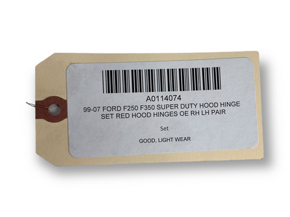 99-07 Ford F250 F350 Super Duty Hood Hinge Set Red Hood Hinges OE RH LH Pair