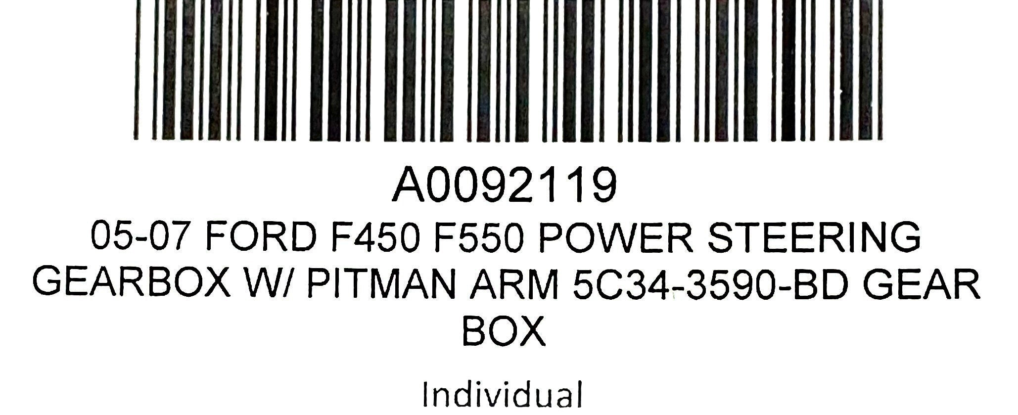 05-07 Ford F450 F550 Power Steering Gearbox W/ Pitman Arm Gear Box