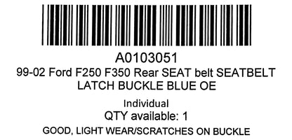 99-02 Ford F250 F350 Rear Seat Belt Seatbelt Latch Buckle Blue OE