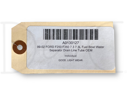 99-02 Ford F250 F350 7.3 7.3L Fuel Bowl Water Separator Drain Line Tube OEM