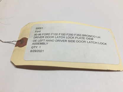 80-86 Ford F100 F150 F250 F350 Bronco LH Driver Door Latch Lock Plate OEM