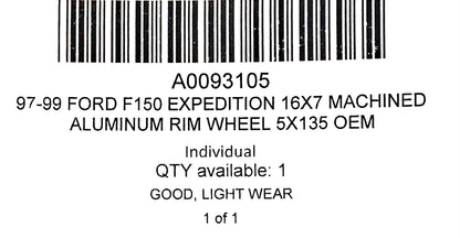 97-02 Ford F150 Expedition 16X7 Machined Aluminum Rim Wheel 5X135 OEM