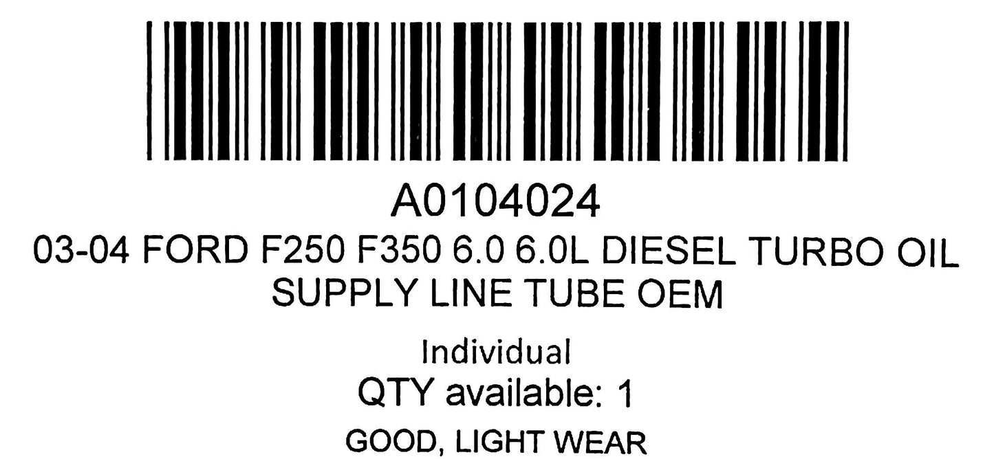 03-04 Ford F250 F350 6.0 6.0L Diesel Turbo Oil Supply Line Tube OEM