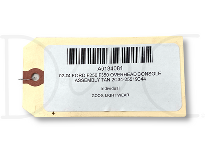 02-04 Ford F250 F350 Overhead Console Assembly Tan 2C34-25519C44