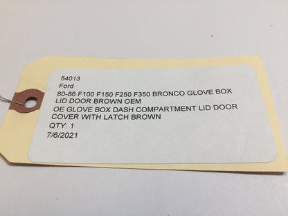80-86 F100 F150 F250 F350 Bronco Glove Box Lid Door Brown OEM