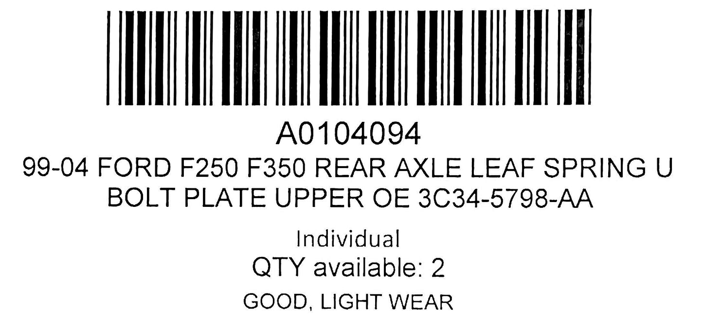 99-10 Ford F250 F350 Rear Axle Leaf Spring U Bolt Plate 3C34-5798-Aa