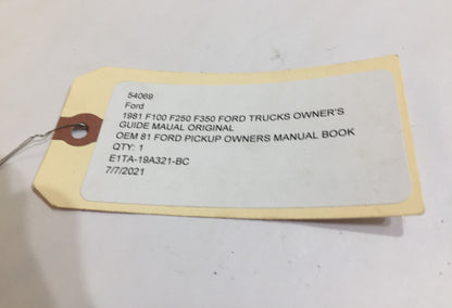 1981 F100 F250 F350 Ford Trucks Owner's Guide Manual Original OEM
