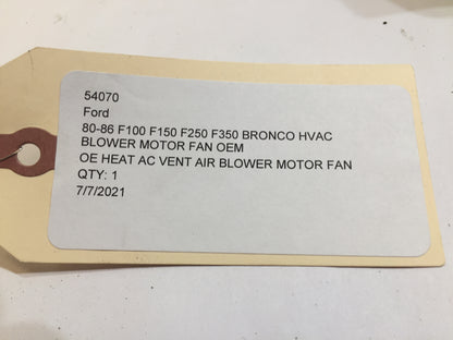 80-86 F100 F150 F250 F350 Bronco HVAC Blower Motor Fan OEM