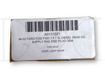 94-02 Ford F250 F350 7.3 7.3L Diesel Head Oil Supply Rail End Plug OEM