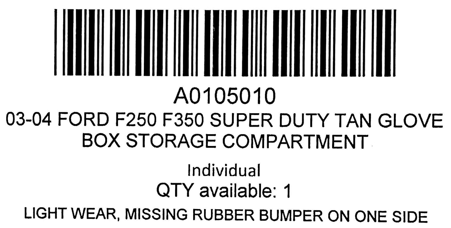 03-04 Ford F250 F350 Super Duty Tan Glove Box Storage Compartment