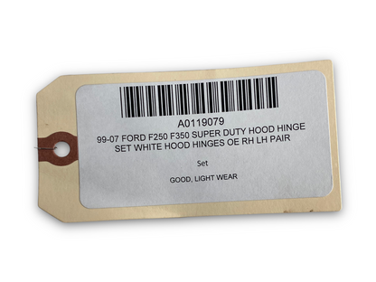 99-07 Ford F250 F350 Super Duty Hood Hinge Set White Hood Hinges OE RH LH Pair