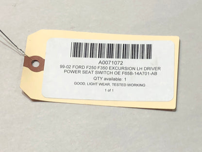 99-02 Ford F250 F350 Excursion LH Driver Power Seat Switch OE F65B-14A701-AB