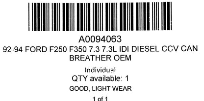 92-94 Ford F250 F350 7.3 7.3L IDI Diesel CCV Can Breather OEM