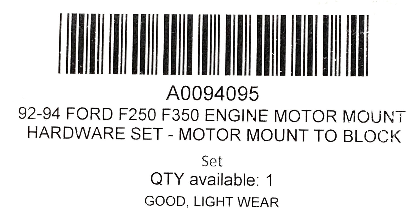 92-94 Ford F250 F350 Engine Motor Mount Hardware Set - Motor Mount To Block