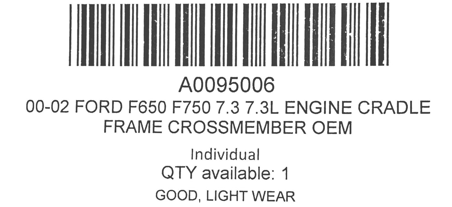 00-02 Ford F650 F750 7.3 7.3L Engine Cradle Frame Crossmember OEM
