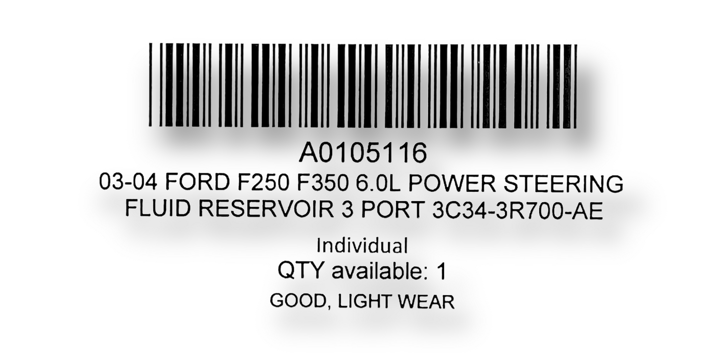 03-04 Ford F250 F350 6.0L Power Steering Fluid Reservoir 3 Port 3C34-3R700-AE