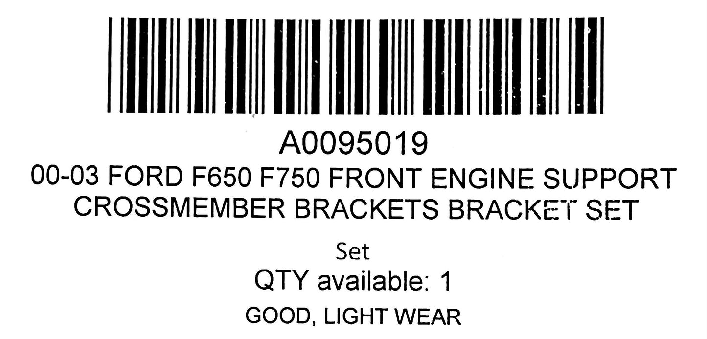 00-03 Ford F650 F750 Front Engine Support Crossmember Brackets Bracket Set