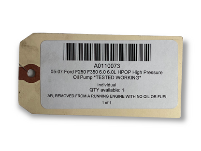05-07 Ford F250 F350 6.0 6.0L HPOP High Pressure Oil Pump *Tested Working*