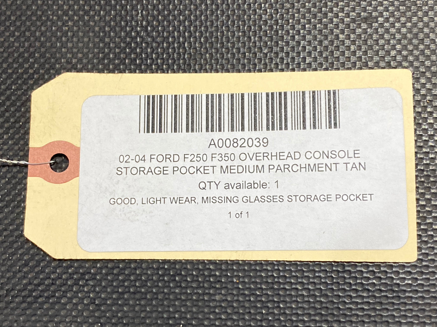 02-04 Ford F250 F350 overhead Console Storage Pocket Medium Parchment Tan